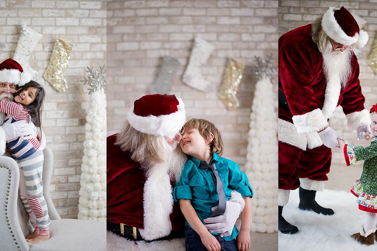 spring texas family photographer pictures with Santa Houston